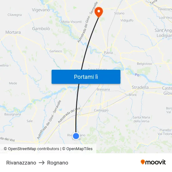 Rivanazzano to Rognano map
