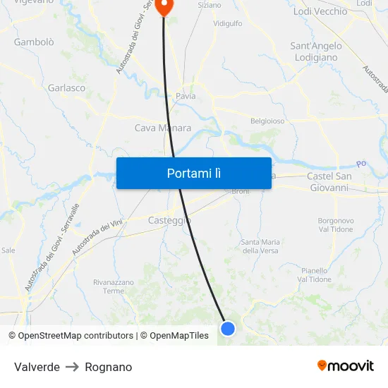 Valverde to Rognano map