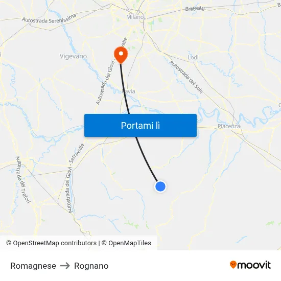 Romagnese to Rognano map