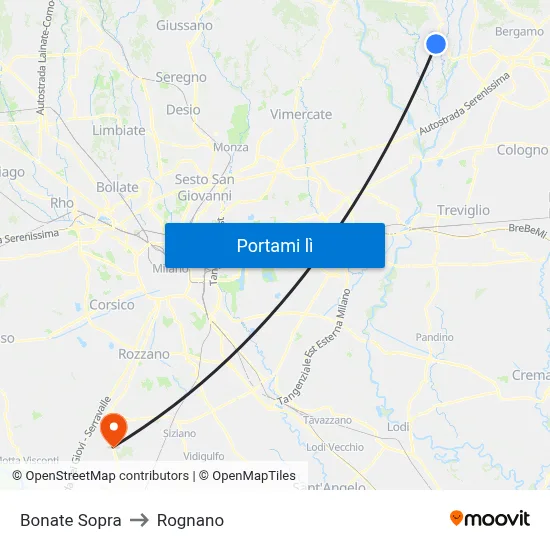 Bonate Sopra to Rognano map