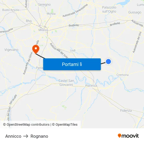 Annicco to Rognano map