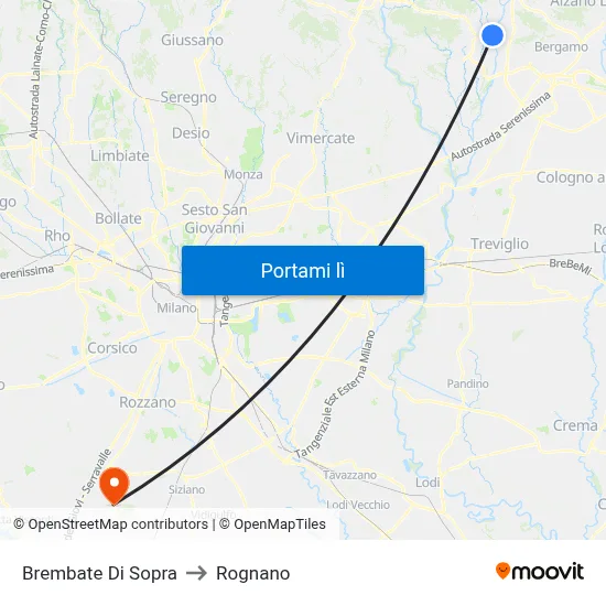 Brembate Di Sopra to Rognano map