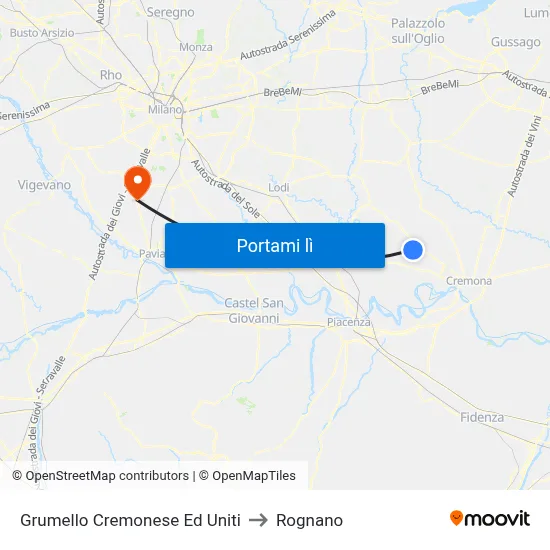 Grumello Cremonese Ed Uniti to Rognano map