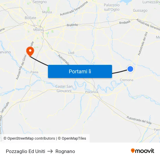 Pozzaglio Ed Uniti to Rognano map