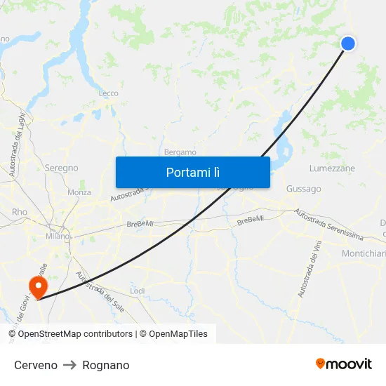 Cerveno to Rognano map