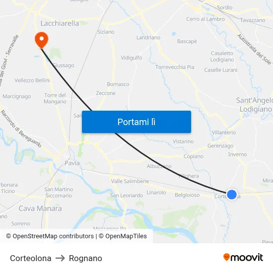 Corteolona to Rognano map