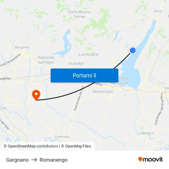 Gargnano to Romanengo map