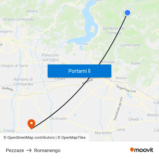 Pezzaze to Romanengo map