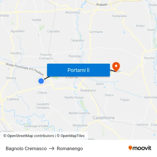 Bagnolo Cremasco to Romanengo map