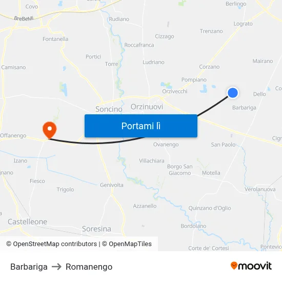 Barbariga to Romanengo map