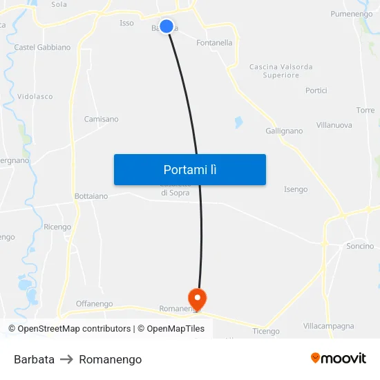 Barbata to Romanengo map