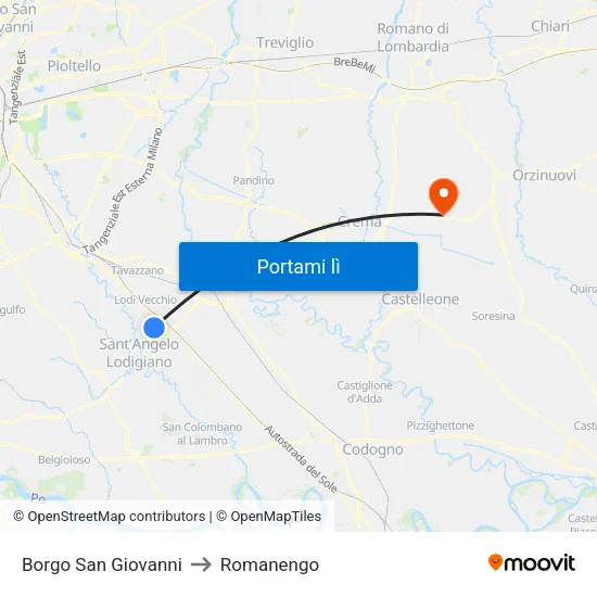 Borgo San Giovanni to Romanengo map