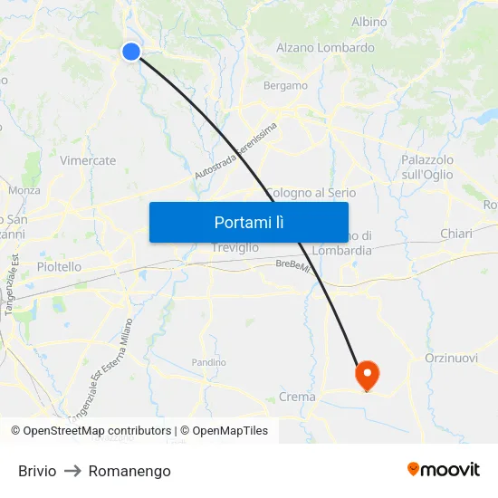 Brivio to Romanengo map