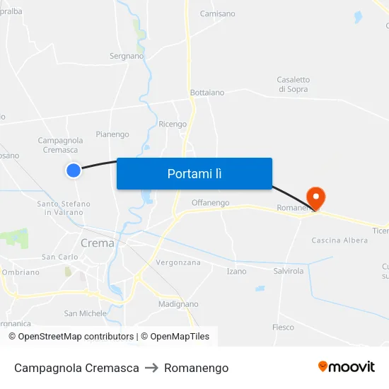Campagnola Cremasca to Romanengo map