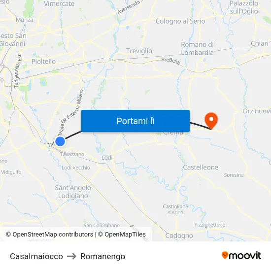 Casalmaiocco to Romanengo map