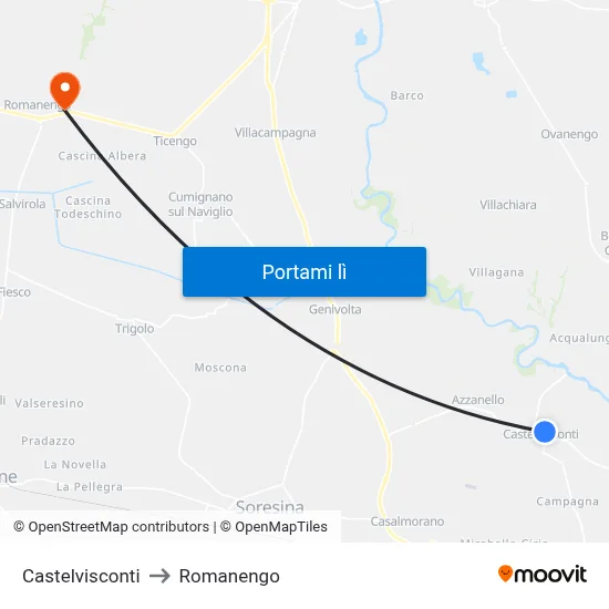 Castelvisconti to Romanengo map