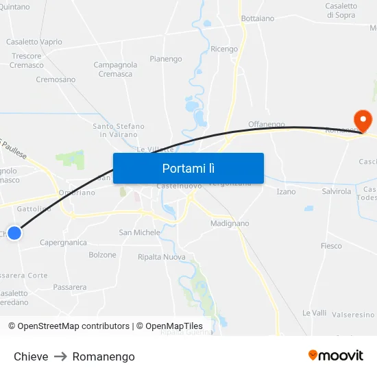 Chieve to Romanengo map