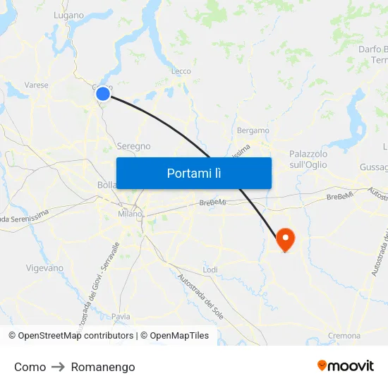 Como to Romanengo map