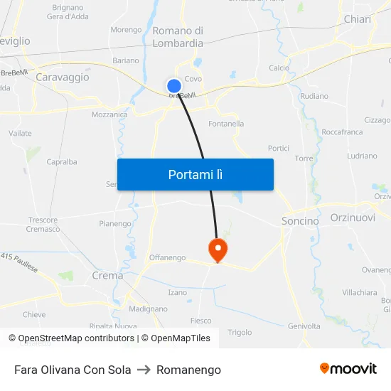 Fara Olivana Con Sola to Romanengo map