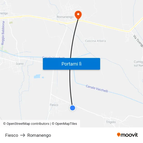 Fiesco to Romanengo map