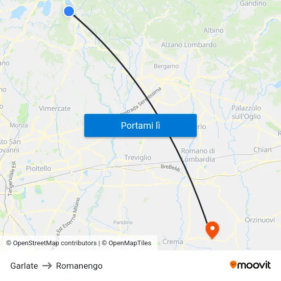 Garlate to Romanengo map