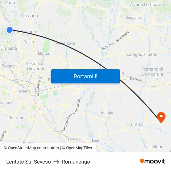 Lentate Sul Seveso to Romanengo map