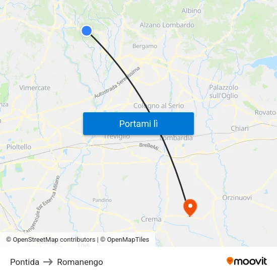 Pontida to Romanengo map