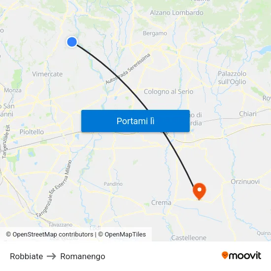 Robbiate to Romanengo map