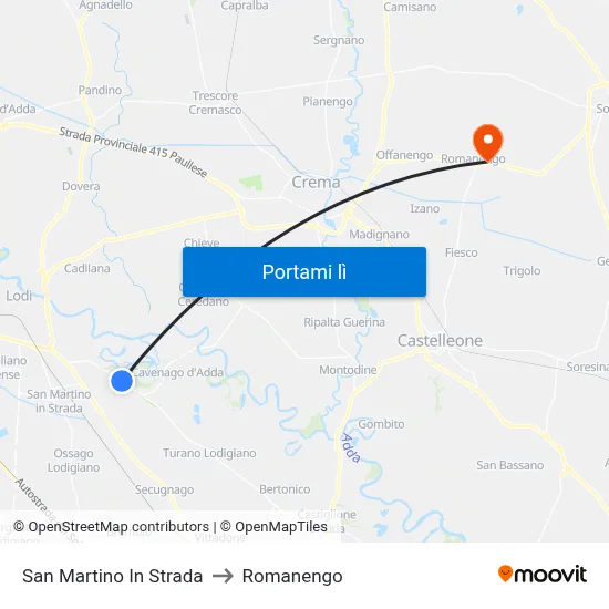 San Martino In Strada to Romanengo map