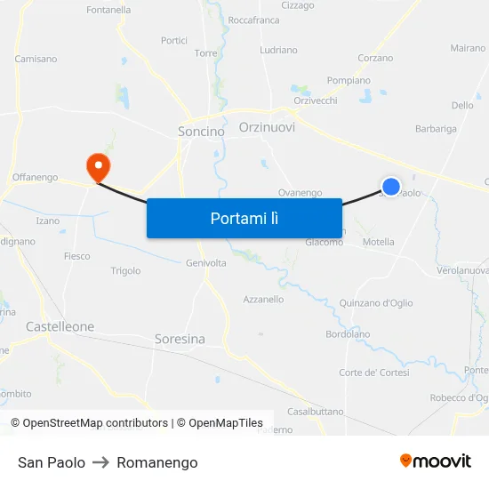 San Paolo to Romanengo map