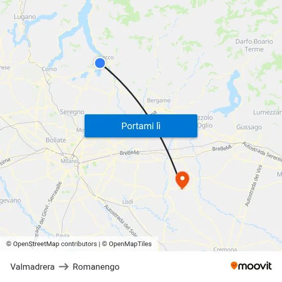 Valmadrera to Romanengo map