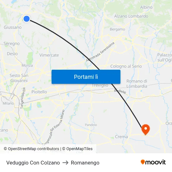 Veduggio Con Colzano to Romanengo map