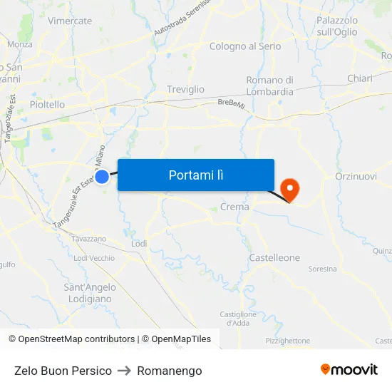 Zelo Buon Persico to Romanengo map
