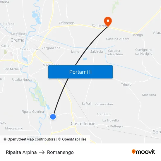 Ripalta Arpina to Romanengo map