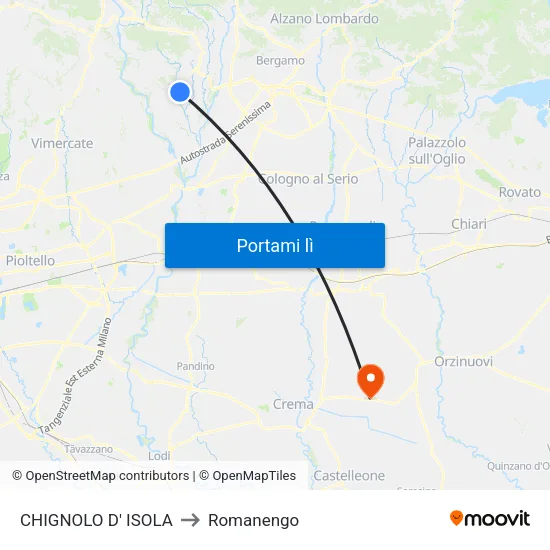 CHIGNOLO D' ISOLA to Romanengo map