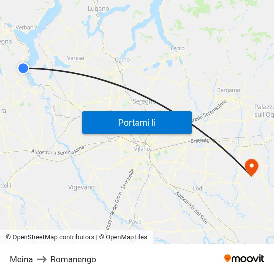 Meina to Romanengo map