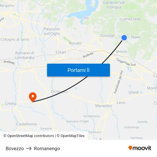 Bovezzo to Romanengo map