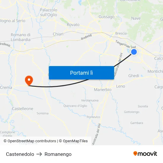 Castenedolo to Romanengo map