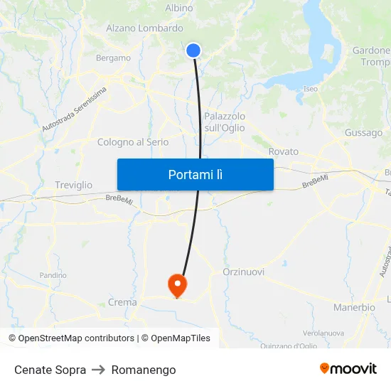 Cenate Sopra to Romanengo map