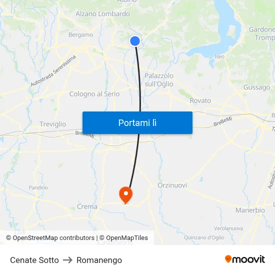 Cenate Sotto to Romanengo map