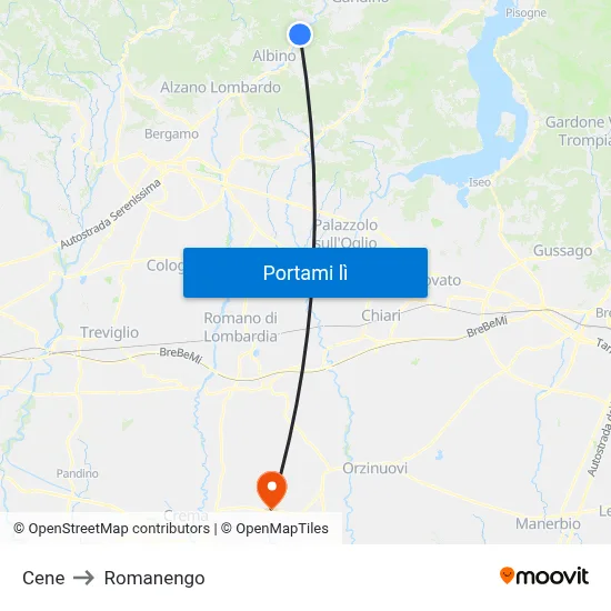 Cene to Romanengo map