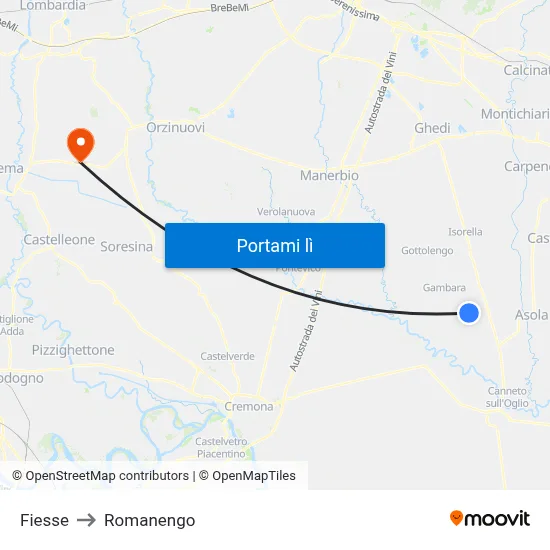Fiesse to Romanengo map