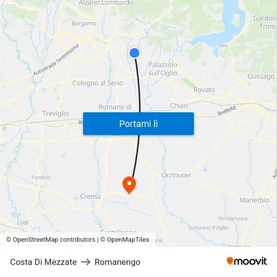Costa Di Mezzate to Romanengo map