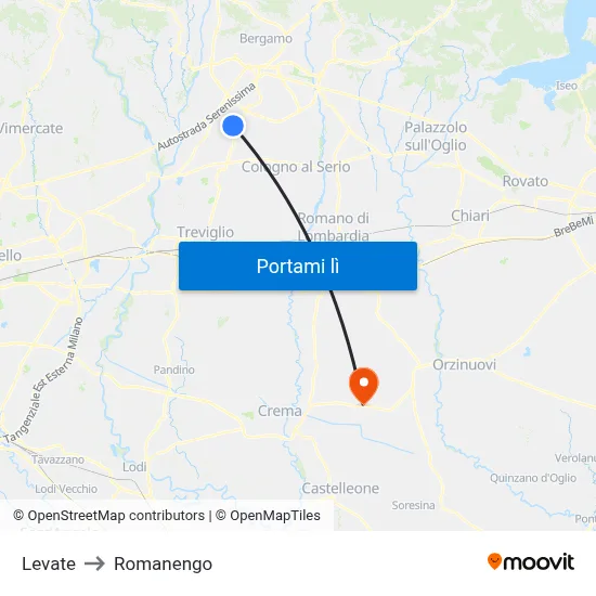 Levate to Romanengo map