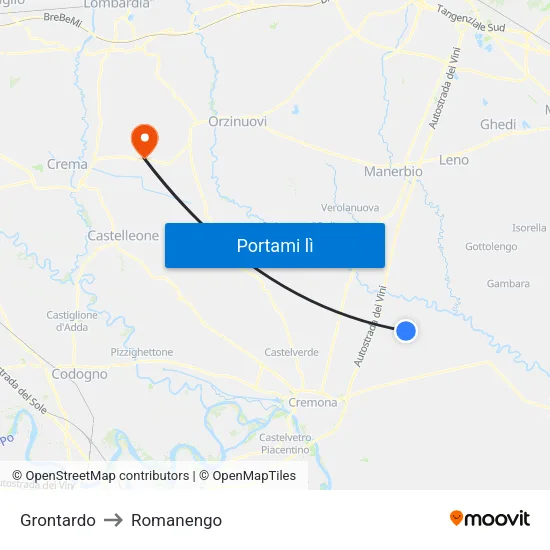 Grontardo to Romanengo map