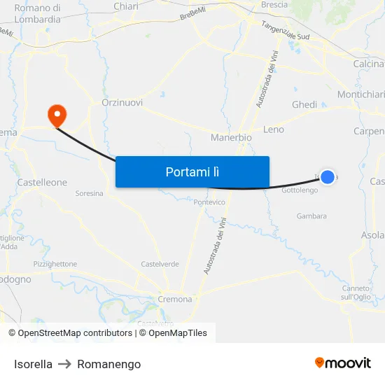 Isorella to Romanengo map