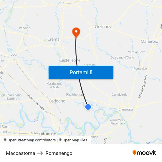 Maccastorna to Romanengo map