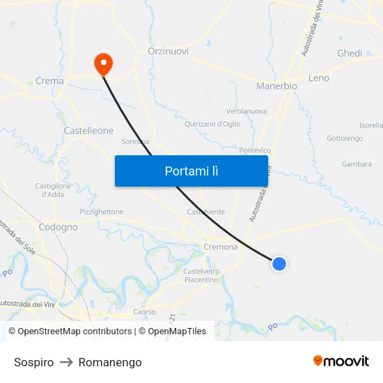 Sospiro to Romanengo map