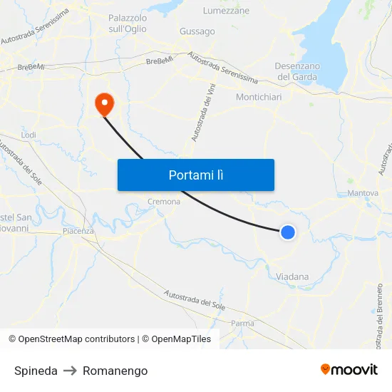 Spineda to Romanengo map