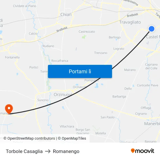 Torbole Casaglia to Romanengo map